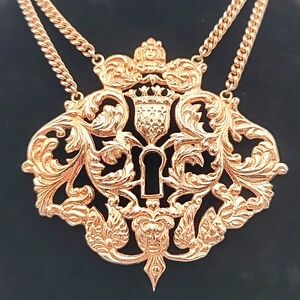 NETTIE ROSENSTEIN Vermeil HERALDIC SOLID STERLING Haute Couture Designer…